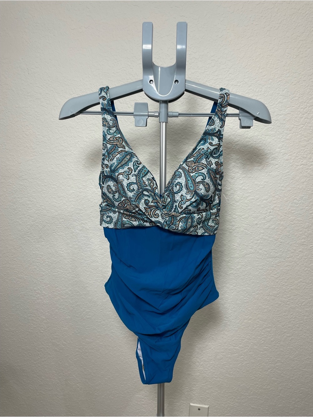 NWT Eomenie One Piece Swimsuit Tummy Control Ruched Push Up Tie Size M
